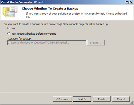 Choose Whether To Create a backup