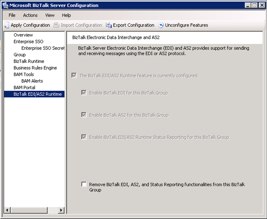 BizTalk Custom configuration BizTalk EDI AS2 Runtime tab screen