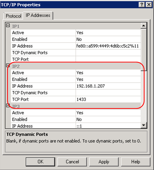 Configure SQL Server Network Configuration TCP IP Properties IPAddress