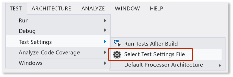 Test Settings Select Test Settings File