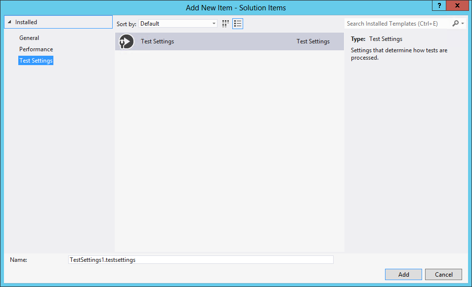 Visual Studio 2012 Add New Item Solution Items