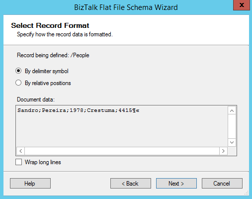 BizTalk Flat-File Schema Wizard Select Record Format Page