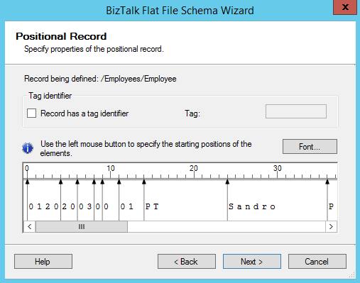 BizTalk Flat-File Schema Wizard Positional Record positional