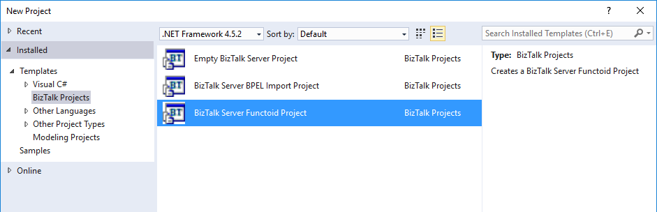 BizTalk Server 2016 MapperExtensions Functoid Wizard Visual Studio Functoid project