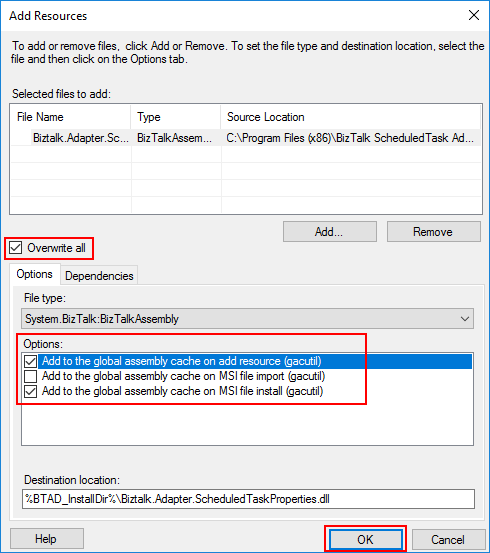 BizTalk Scheduled Task Adapter New Application Add Resource