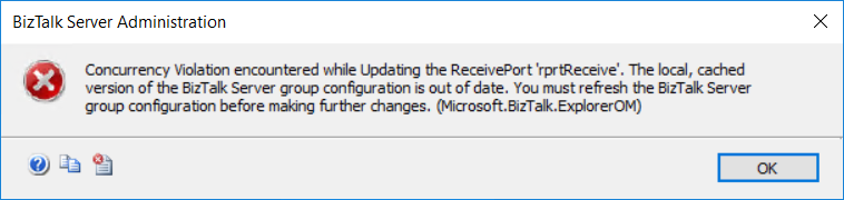 Concurrency Violation encountered while Updating the ReceivePort