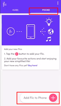 Flic Smart Button Mobile App Phone tab