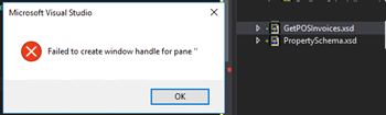 Visual Studio: Failed to create window handle for pane