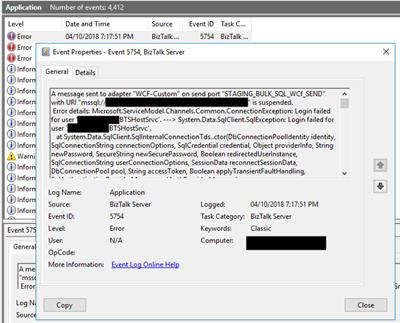 BizTalk Server WCF-SQL: Login failed for user