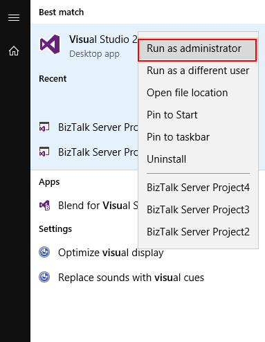 Visual Studio: Run as Administrator
