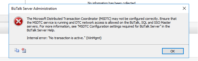 BizTalk Administration Console Internal Error No Transaction Is 