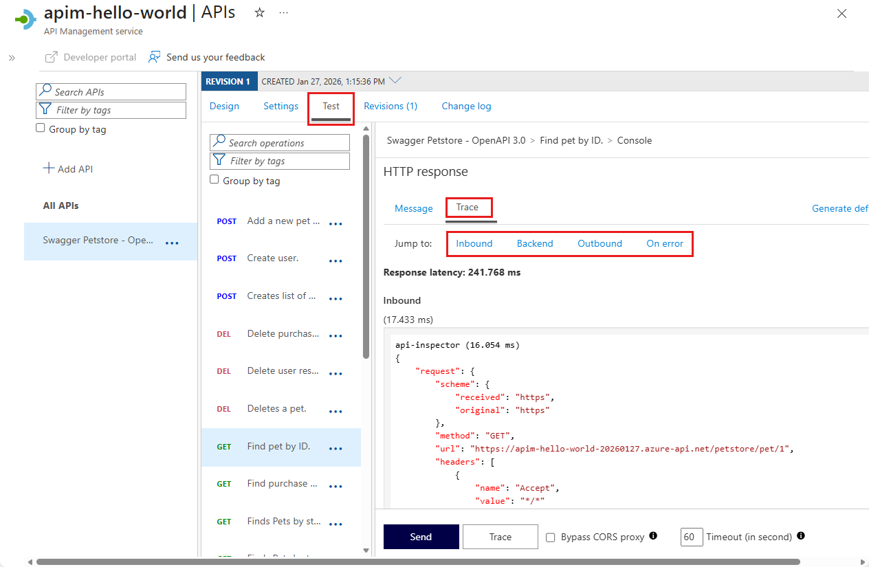 API Management Trace