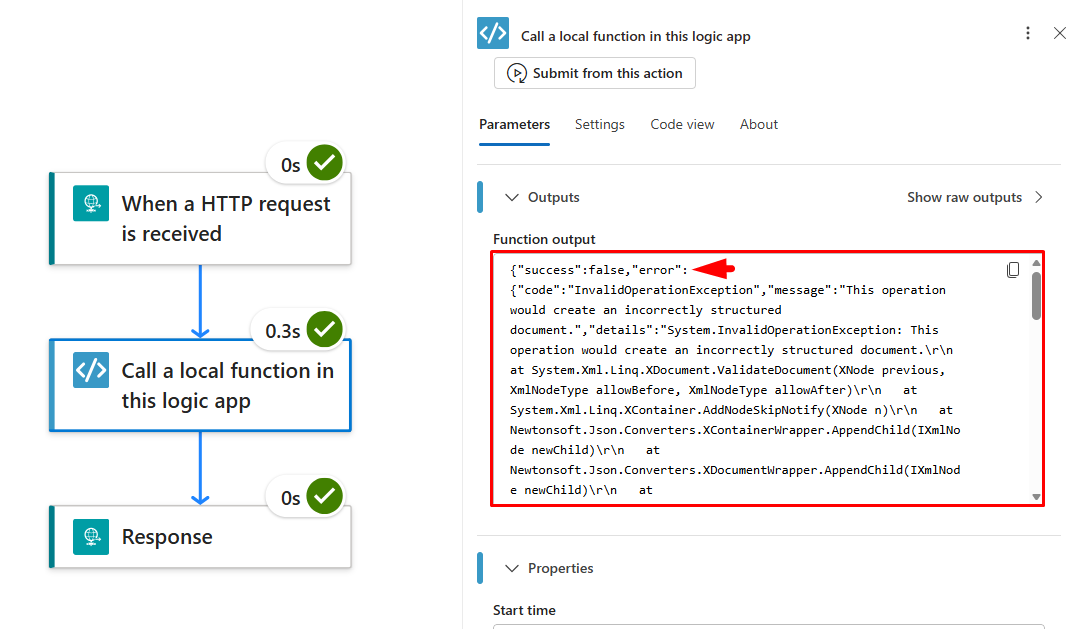 Get error message