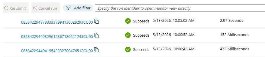 Run history
