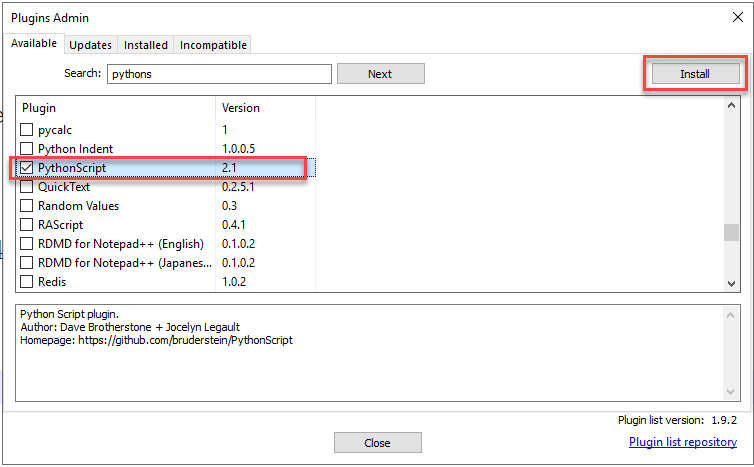 Install python script