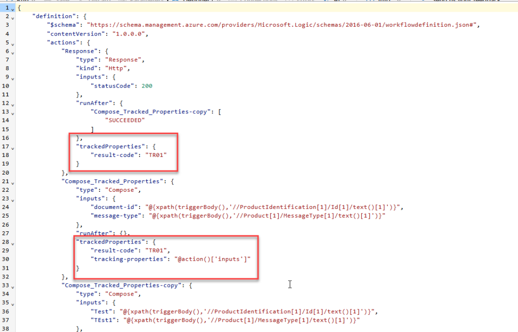 Tracking Properties Code View