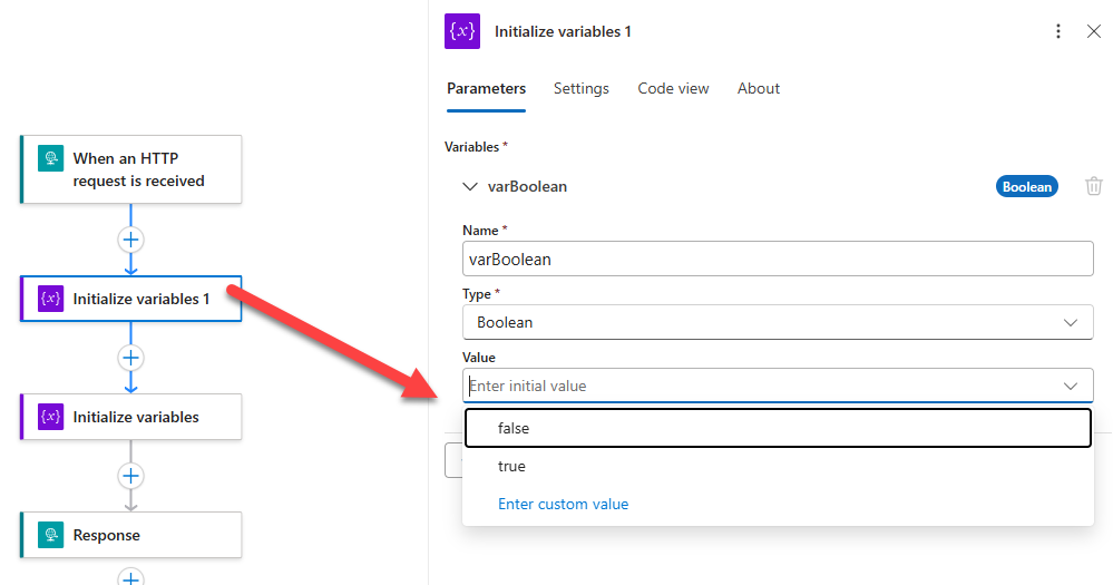 Initialize a Boolean Variable in Logic App
