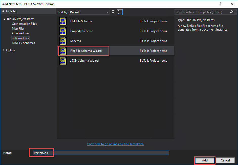 add Flat File Schema Wizard